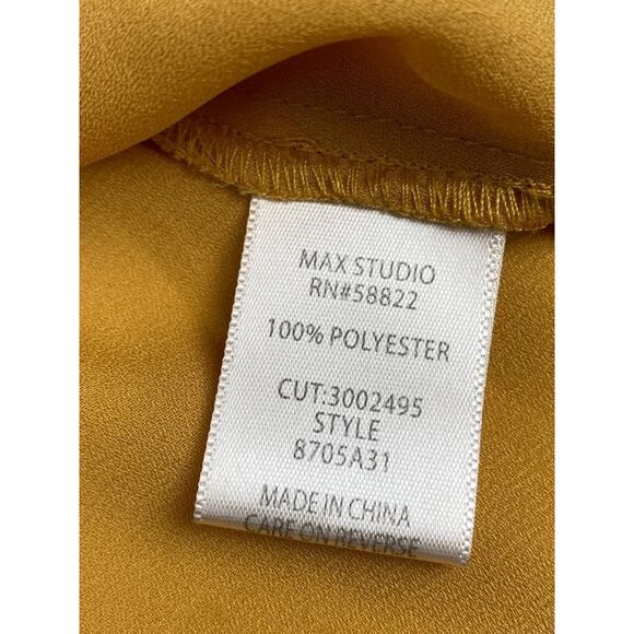 Max Studio Surplice Ruffle Peplum Top Ties Blouse Womens Medium Yellow BB0361 - Picture 5 of 7